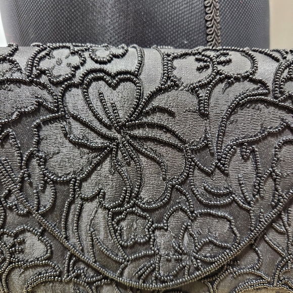 VTG Henry Birks Black Beaded Envelope Clutch Bag with Rope Shoulder Strap, 1990s - Picture 4 of 8